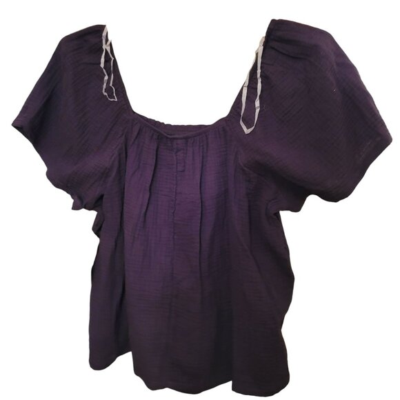 Black Top 100% Cotton Gauze Sleep Shirt Lounge Women's Small 4-6 JH1736 - Picture 1 of 4